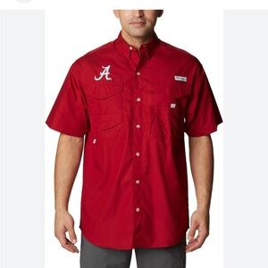 ALABAMA CRIMSON TIDE COLUMBIA PFG VENTED BUTTON SHIRT MENS